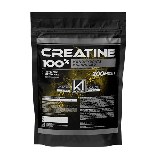 K1 Nutrition - Creatina Monoidrata Micronizzata - Creatina 200 Mesh In Polvere - Pre Workout Palestra - Integratori Alimentari Senza Glutine E Senza L