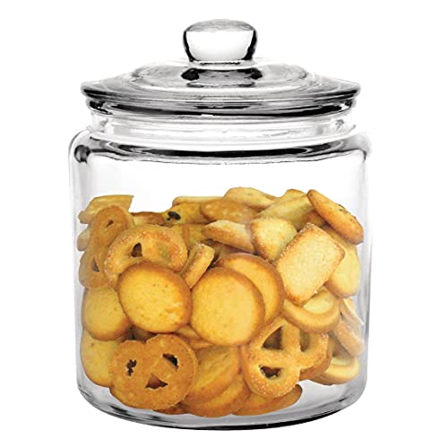 Olympia Biscotti Keksdose mit Deckel 3,8 Liter, Klarglas, Größe: 252(H)x 200(Dia)mm - Süßigkeiten, Konfekt, Müsli, Nudeln, Aufbewahrungsdose für trockene Lebensmittel - Vintage Style, spülmaschinenfest, GG925