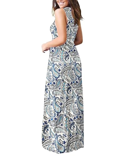 Image of AUSELILY Maxi Dresses for Women Summer Casual Sleeveless V Neck Wrap Dress | Sleeveless Long maxi dress with wrap V neck & side pockets, for formal cocktail, beach & casual daily wear