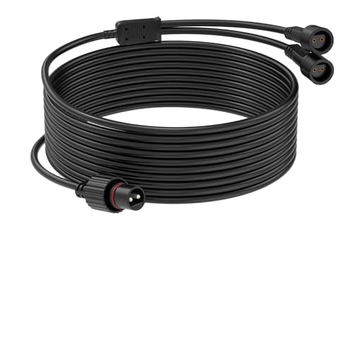 16.4Ft IP68 Waterproof Extension Cable with 1-to-2 Splitter
