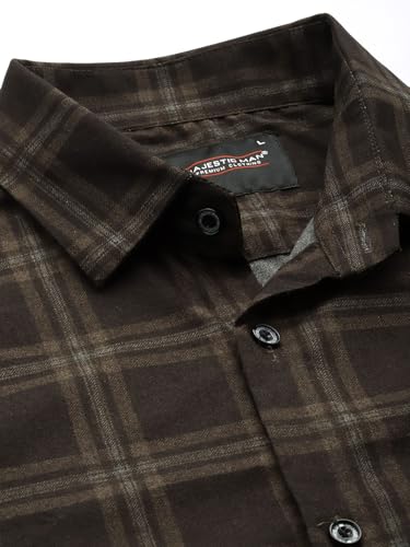 Image of Majestic Man Comfort Slim Fit Cotton Blend Checked Casual Shirt