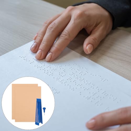 Healvian Wiederverwendbare Braille-Schreibtafel Aus Kunststoff Mit Stylus Stift Set Robustes Braille Board Für Blinde Leicht Tragbare Sehhilfe Zum Lernen Und Alltag