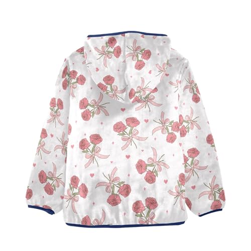 Vintage Valentine's Rose Girls Fleece Jacket Girls Fall Jacket Girls Zip Up Hoodie Girls Sherpa Jacket 2-10T2