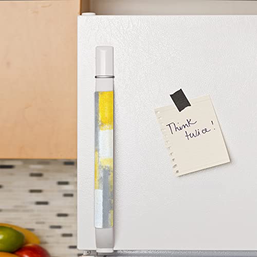 Image of Pardick Refrigerator Door Handle Covers Set of 2 Yellow Modern Abstract Painting Washable Dishwasher Mocrowave Fridge Oven Door Decor Handle Cover Keep Your Kitchen Appliance Clean from Food Stains