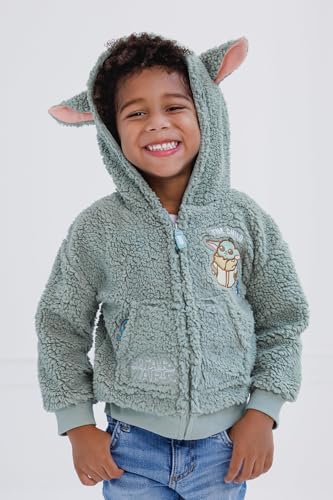 STAR WARS The Mandalorian Grogu Cozy Sherpa Cosplay Hoodie Newborn to Big Kid Sizes (0-3 Months - 14-16)2