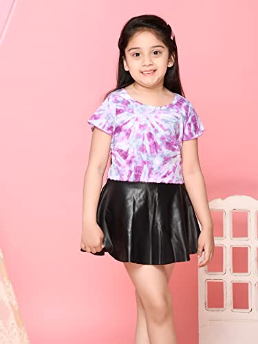 Image of LILPICKS Girls Tie Dye All Over Printed Short Sleeve Top (Multicolor)