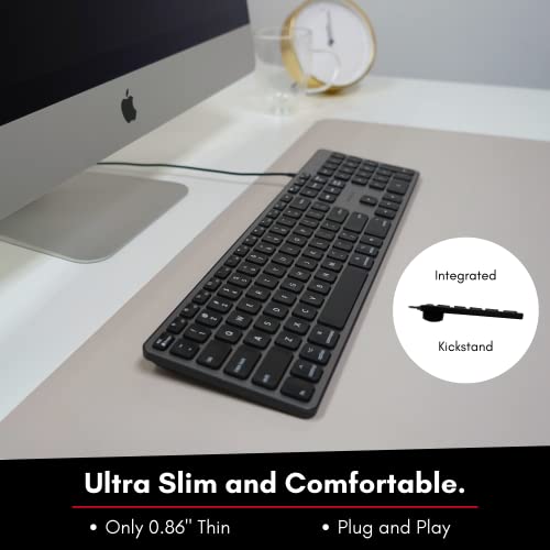 Macally Backlit Mac Keyboard Wired - Quiet, Sleek, And Functional - 3 Brightness Levels, 107 Keys - 5Ft Usb Wired Apple Keyboard - Backlit Wired Keyboard For Mac, Imac, Macbook Pro/Air - Space Gray #TOP5