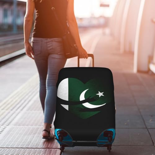 Travel Luggage Cover Pakistan Pakistani Flag Heart Fashion Washable Baggage Suitcase Protector Fit For Luggage Medium 7
