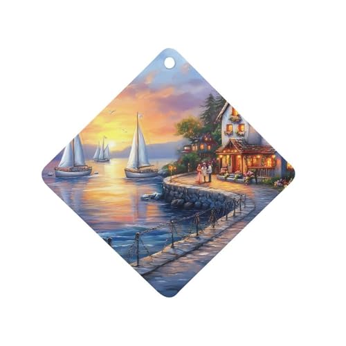 The Mediterranean Harbour Car Air Freshener Hanging Aromatherapy Tablets for Car Accessories Rhombus