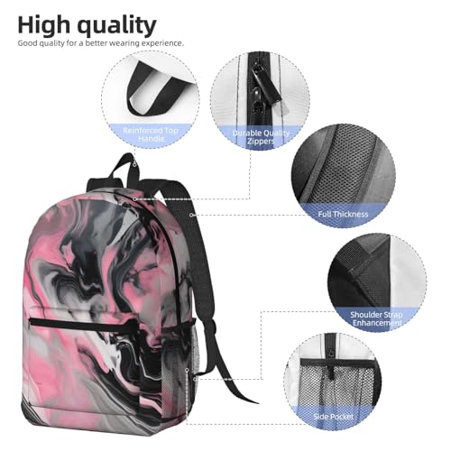 Sac à dos multi-poches 43 cm imprimé marbre gris de voyage