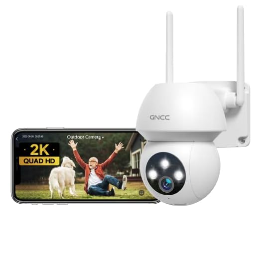 Camara Vigilancia WiFi Exterior/Interior (K1) GNCC 1080P Cámara IP 360° Pan&Tilt,IP66 con Detección de Movimiento y Sonido Alarma,Audio Bidireccional,Compatible con Alexa (Visión Nocturna en Color)