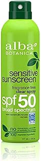 Alba Botanica Fragrance Free Clear Spray Sensitive SPF 50 Sunscreen, 6 oz