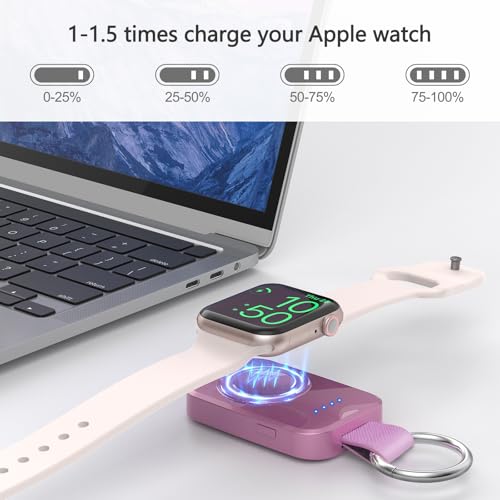 Portable Charger for Apple Watch,Wireless Magnetic iWatch Charger Fast Charging Keychain Travel Accessories 1000mAh Power Bank Smart Watch Chargers for Apple Watch 11/10/9/8/7/6/SE/5/4/3/Ultra 3 2 by i.VALUX - Image 2