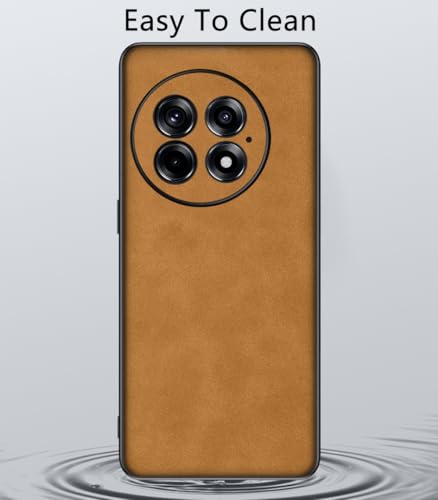 Coque Oneplus 13 légère et antidérapante en daim PU marron