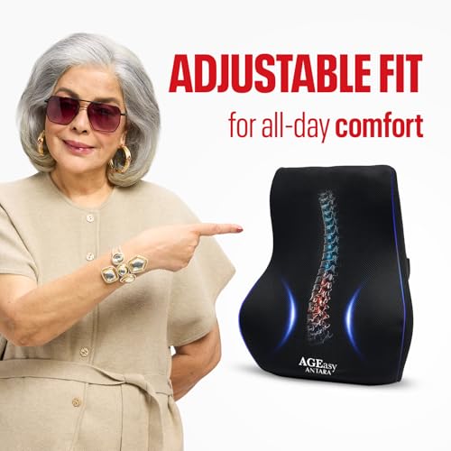 Image of AGEasy (Max Group Lumbar Back Support | Orthopedic Lumbar Support for Back Pain Relief | High Density Memory Foam (Black)