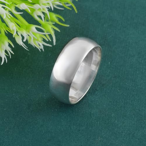 Image of Sechi 925 Sterling Silver Plain Customized Band Ring for Mens and Women | 925 Stamped Stacking Thumb Finger Ring Boys & Girls | Gift for him her | Chandi Ring | Thumb Ring |Unisex Jewellery
