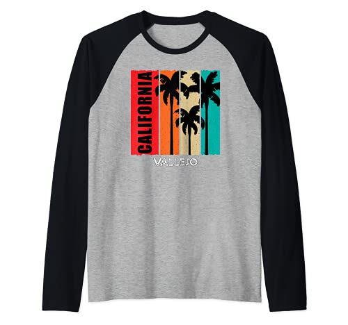 Vintage Retro Vallejo CA Tourist Native California State Raglan Baseball Tee