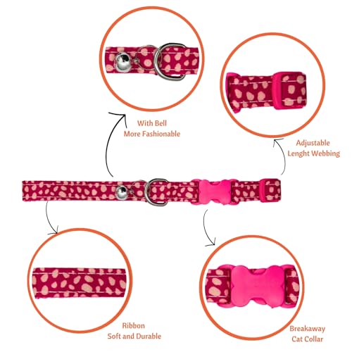 Image of Emily Pets Cat Collars with Bells - Breakaway Kitten Collar and Adjustable 5.1-7in,Cute Kitty Collar for Girl Boy Cats,Pet Gifts,Accessories,Supplies,Stuff (Color May Vary)