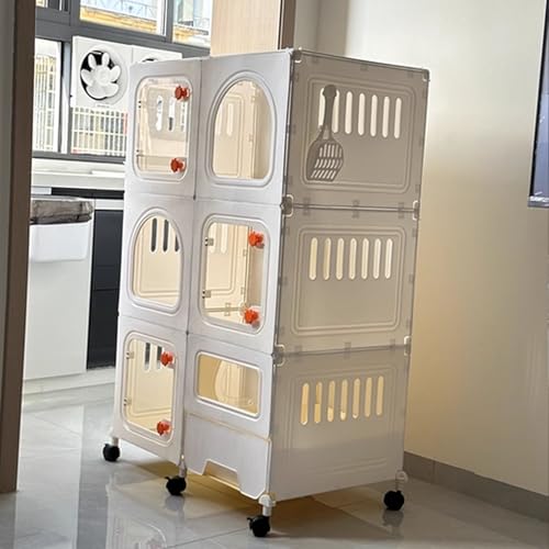 Cage pour chat avec bac à litière intégré et arbre à chat à 3 niveaux - 7