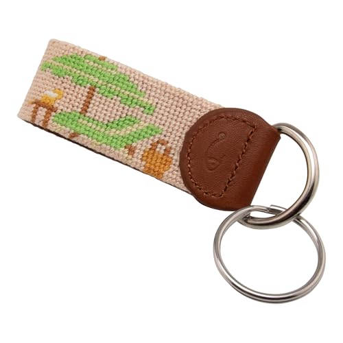 Image of Leather Hand-Stitched Needlepoint Key Fob or Key Chain