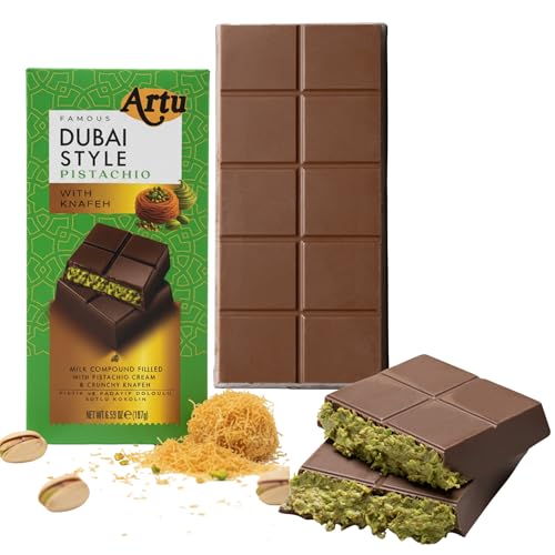 187g Dubai Style Schokolade mit Pistazien & Kunafeh Pistaziencreme & knusprigem Kadayif In der Türkei hergestellt mit Liebe zum Detail (Dubai Style Schokolade XL)