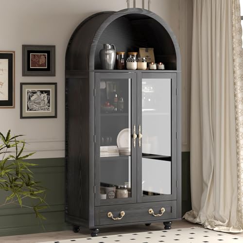 LNRLZYLS Vitrina de madera con puertas de...