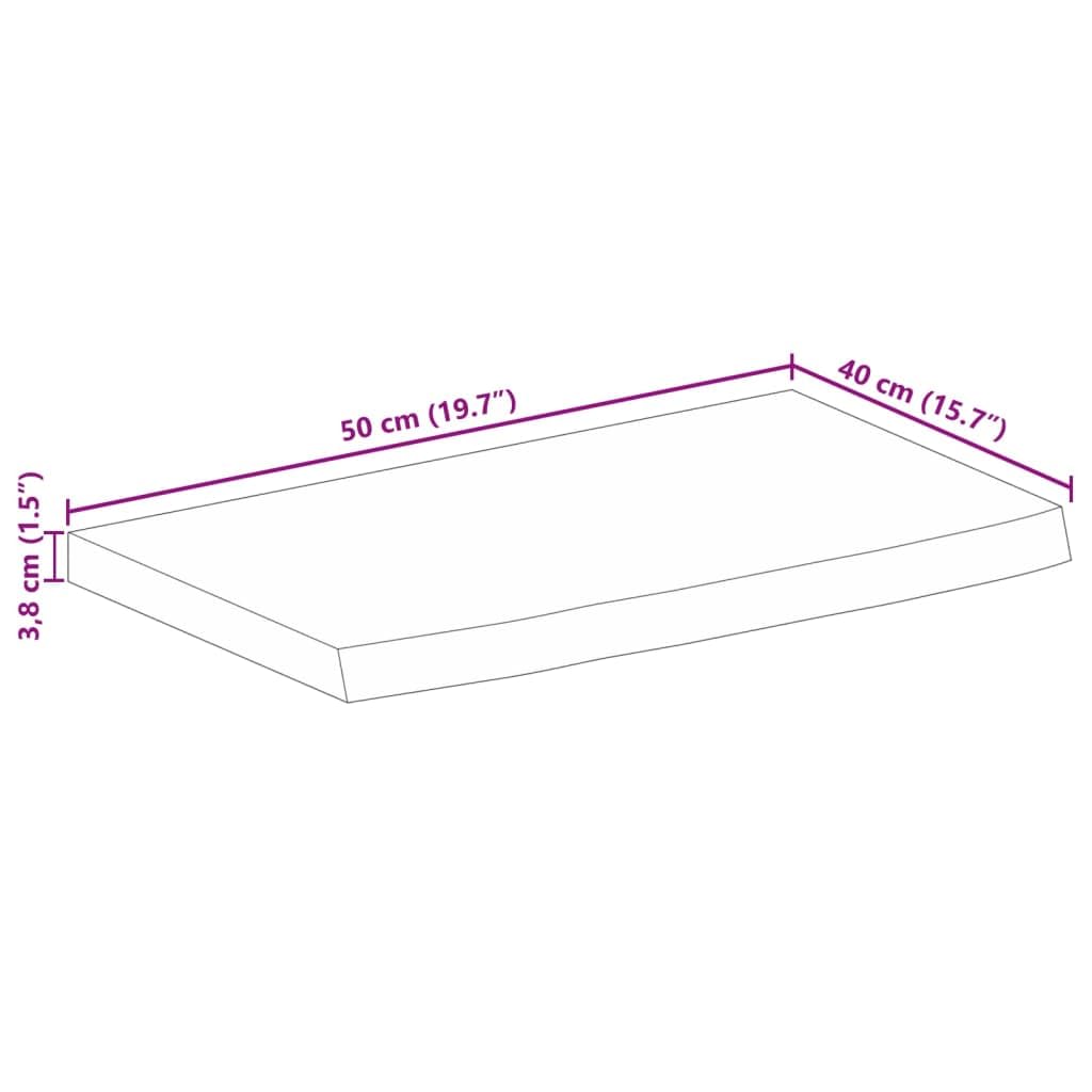 vidaXL Tablero de Mesa Borde Natural Madera Maciza Mango 50x40x3,8 cm, Superficie de Mesa, Tablero de Mesa de Madera, Tablero de reemplazo