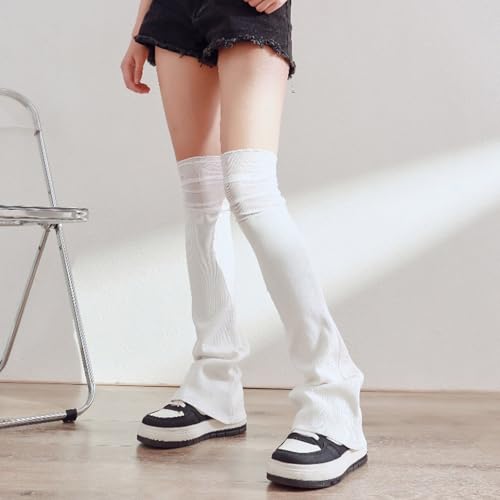 Women Flared Leg Warmers Mesh Patchwork Knee High Socks Aesthetic Boot Cuffs Y2K Streetwear Aesthetic Accessories2