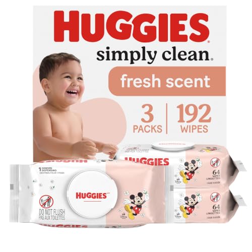 Huggies Simply Clean Baby Wipes, Fresh Scent, 3 Packs, 192 Wipes