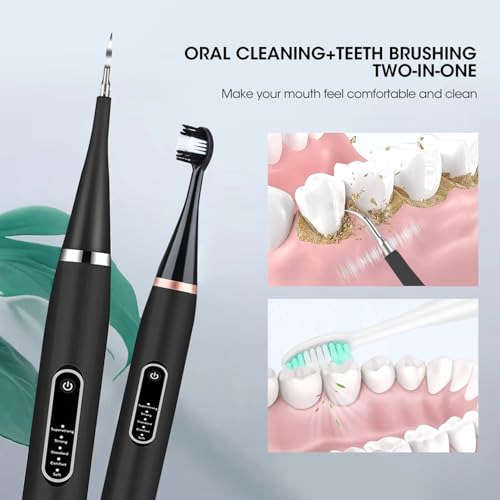 Image of Obvie Sonic Electric Toothbrush for Adults, 5 Modes, Plaque removal for teeth, Teeth Whitening Kit 2 Brush Heads, 2 Cleaner & Battery Last up to 30 Days, IPX7, Electric Power Tooth brush (black)