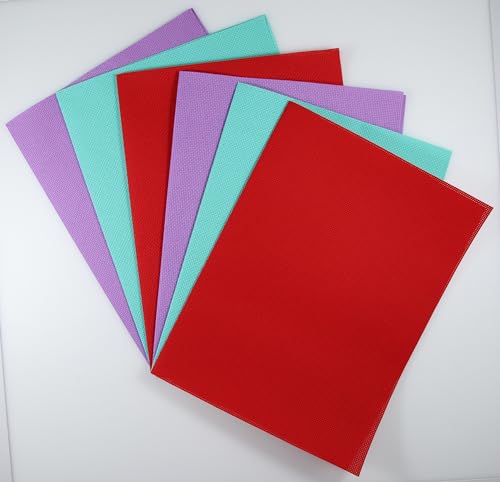 Image of KCS 6 pc of 12 inch x 18 inch(30cmx45cm) 14CT Counted Cotton Aida Cloth Cross Stitch Fabric (Sea Green+Lavender+Red)