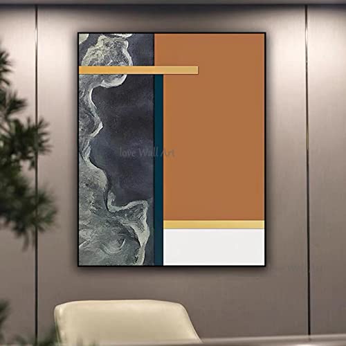 Pinturas extragrandes Geometría naranja Sala de estar moderna Pintura decorativa Lienzo de pared Arte abstracto para decoración del hogar Mural 90x12 0cm/35x47inch Cover