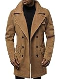 OZONEE Herren Mantel Wintermantel Trenchcoat Jacke Übergangsjacke Coat Winter Herbst Lang Warm Stehkragen Reverskragen Elegant Klassischer Outdoor Gepolstert 777/7035P BEIGE L