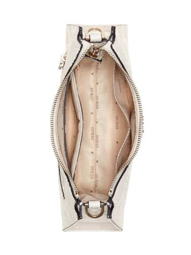 Image of GUESS Bone Logo Embossed Monogram Cresidia Top Zip Shoulder Bag