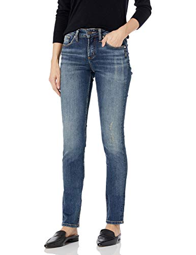 Silver Jeans Co. Women's Avery Curvy Fit High Rise Slim Leg Jeans, Vintage Medium wash, 28x31