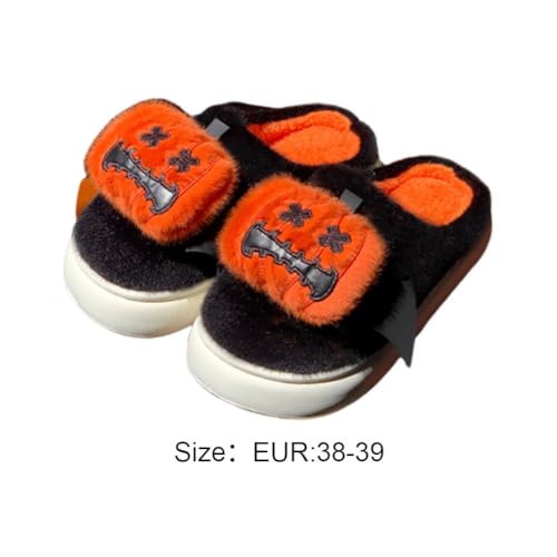 Chaussons en peluche douce citrouille d'Halloween haute densité - 8