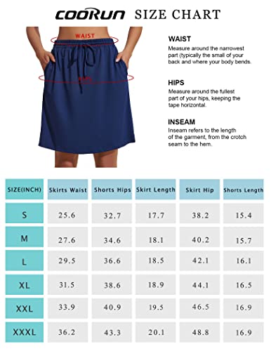 Coorun Women Stretchy Knee Length Skirt Athletic Skort Drawstring Waistband Tennis Skirts With Pockets Grey #TOP7
