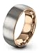 Tungsten Wedding Band Ring 7mm for Men Women Comfort Fit 18K Rose Gold Plated Plated Domed Brushed Size 8.5