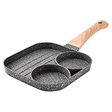 Multifunctional Breakfast Pan,All-In-One Medical Stone Breakfast Pan,Nonstick 3 Section Frying Pan , Bacon and Burgers, Suitable for Gas Stove & Induction cooker (THREE SECTION)