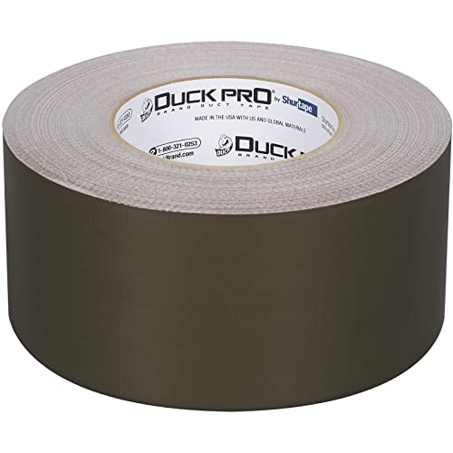 Image of Duck Pro by Shurtape Professional Grade, Industrial Colored Cloth Duct Tape for Industrial Color-Coding, HVAC and Automotive, 72mm x 60yd, 10.0 mil, Olive, 1 Roll (105510)