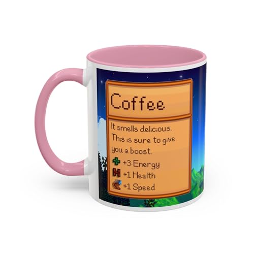 Creator's Cove Stardew Valley Game - Taza de café de dos tonos, regalo para amantes de los videojuegos, granja, aventura, taza de juegos para familiares y amigos