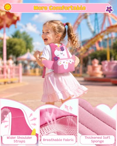 Image of Dr.meter 3 in 1 Toddler Harness Leash with Key Lock for Girls Cute Unicorn | Kids Safety Harness Tether + 8.2ft Anti Lost Wrist Link Child Protective Leashes While Walking Keep Kids Close