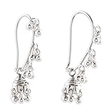 NOVICA Handmade .925 Sterling Silver Chandelier Earrings Jhumki from India No Stone Dangle Bohemian [1.4 in L x 0.5 in W] 'Jhumki Music'