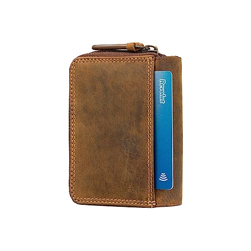 Visconti Rocket Leather Oil Tan Zip Around Small Wallet/Purse with RFID Protection 7293