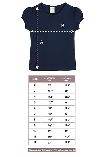 Image of Lilax Girls Short Puff Sleeve Cotton T-Shirt, Toddler & Little Girls Top | 95% Cotton Puff Sleeve Tee; Crewneck, Short Sleeve; Toddler & Girls Sizes 2T-12; for School, Play & Everyday; Machine Wash