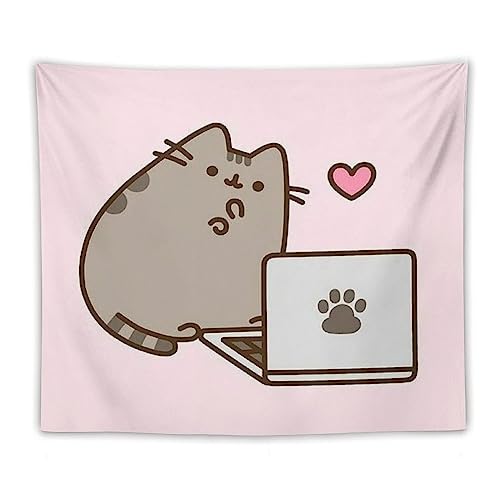 Pusheen The Cat プシーン キャットタペストリー多機能壁掛け毛布室内装飾布ファッション壁掛けアートポスター装飾布背景布寝室の装飾遮光アイマスク玄関浴室装飾アートカーテン替え新居祝い。50"x60"