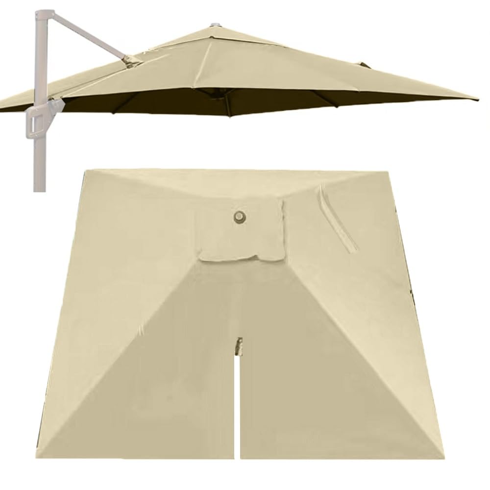 Parasol déporté anti-UV avec toile carrée suspendue kaki