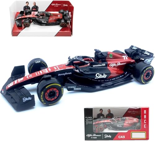 HTLNUZD Bburag 1/43 2023 F1Alfa C43#77 Vatteri Bottas Alloy Car F1Romeo Team 1:43 C43#77 Die Cast Racing Car Static Adult Collection