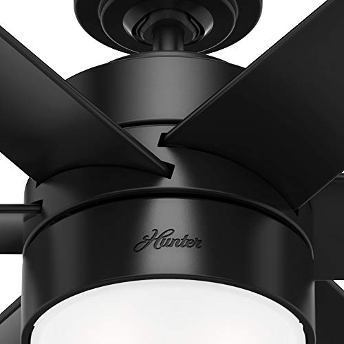 Hunter 60 inch Outdoor or Indoor Ceiling Fan with LED Light - Black Ceiling Fan with Wall Control, For Patio, Garage, or Porch, Quiet, Standard Mount, 6 Blades - Solaria 59624, Matte Black - Image 14