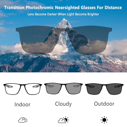 Image of Photochromic Transition Glasses Far And Near Glasses Driving Glasses UV Blue Light Blocking Eyeglasses Men Women TR90
